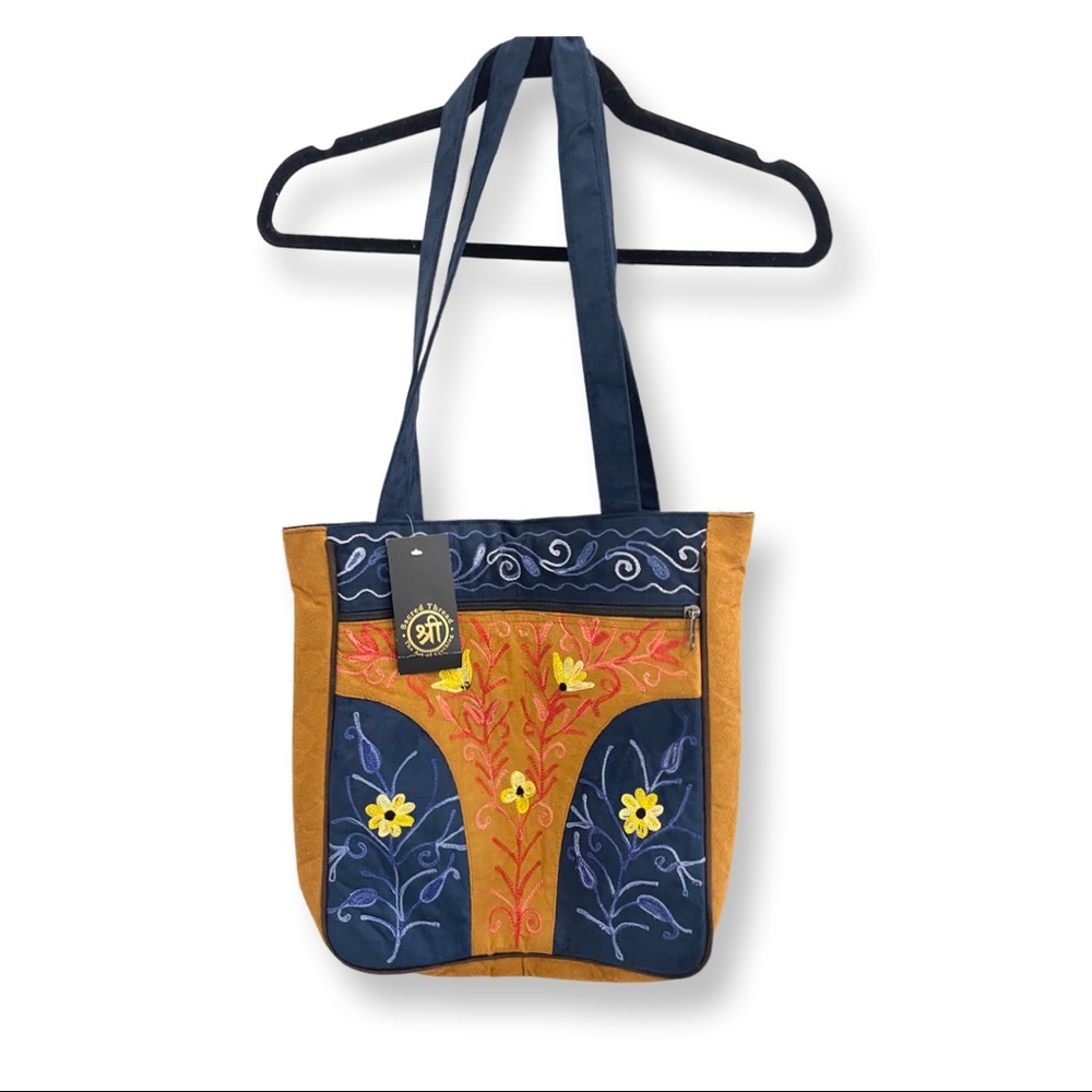 Sacred threads tote bag with zipper packets and compartments. New with t…